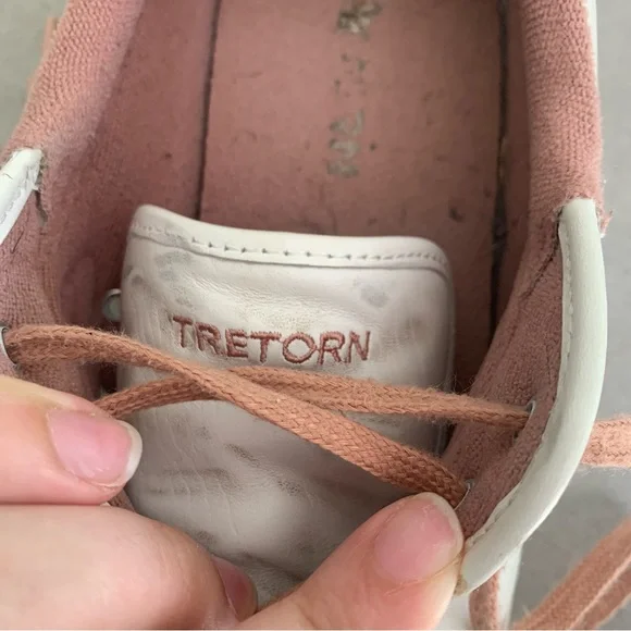 Tretorn Nylite Leather Pink and White Sneakers Retro Vintage Minimalist Casual 9 - Picture 4 of 6